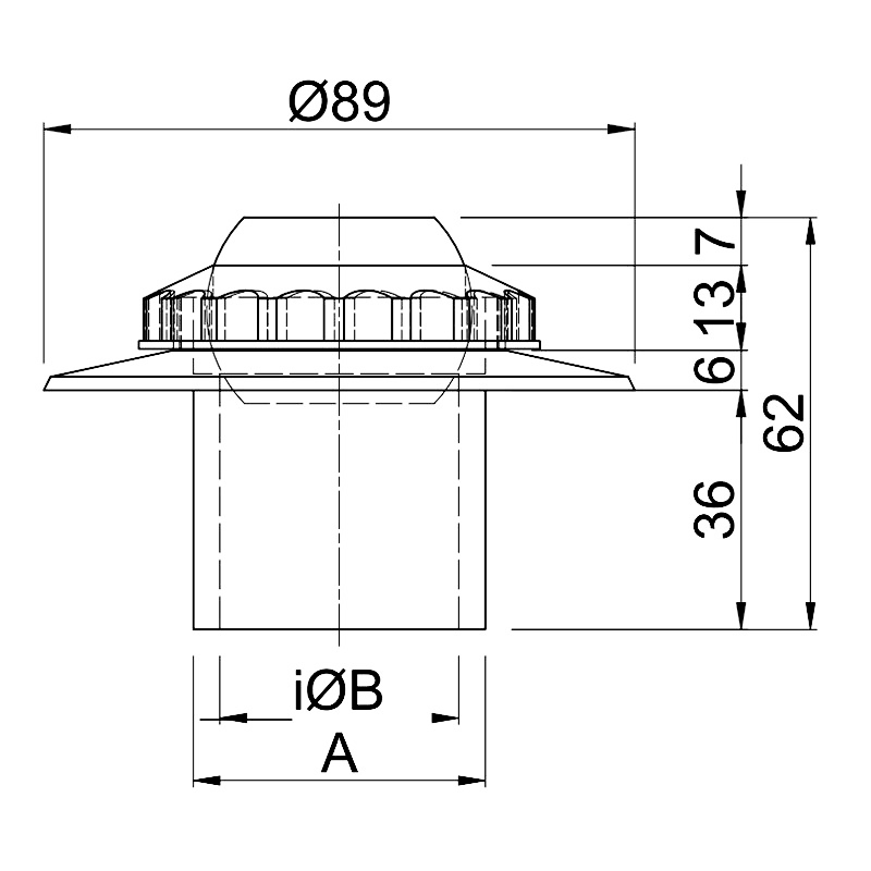 Изображение Впускна стінова форсунка регул. 20мм в тубу d50/PN10 5м³/ч (бетон)